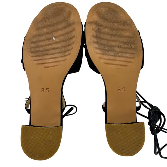 For Love & Lemons x Marais USA Black Suede Knot Wrap Tie Block Heel Sandals - Picture 11 of 12